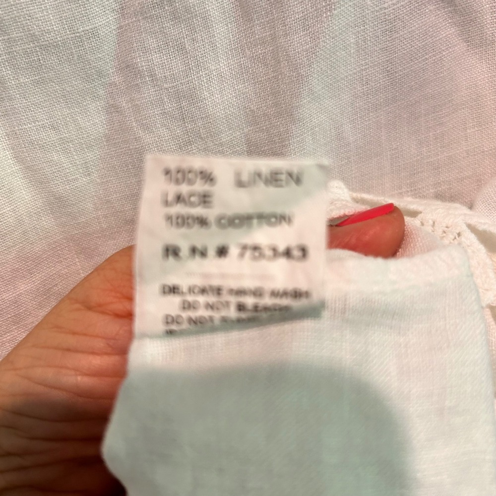 Bellambra White 100% Linen Lace Trim Sleeveless Top Made in Italy Womens Medium - Picture 5 of 6